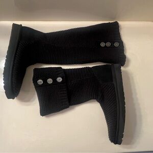 UGG CLASSIC CARDY BLACK TALL KNIT SWEATER BOOTS WOMEN'S SIZE 8.5